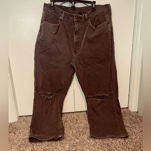 These are vintage style Arizona jeans, fit sizes 16-20, washed brown color.